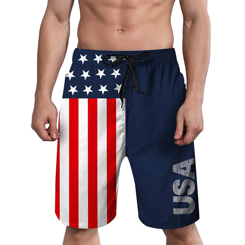 3D Print Quick Dry Swim Trunks For Men Summer Casual Surf Elastic Waist Beach Shorts Men's Drawstring Boardshorts Streetwear