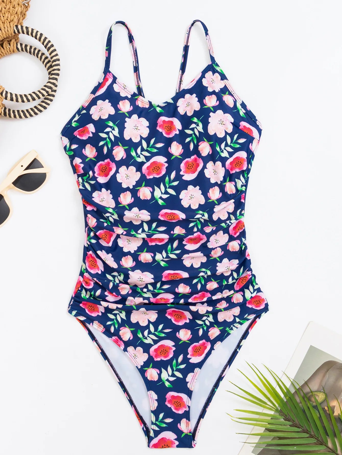 Floral Print Female Swimwear One Piece Swimsuit Women Monokini High Cut Vintage Bathing Suit Swim Beachwear Bodysuit Bather