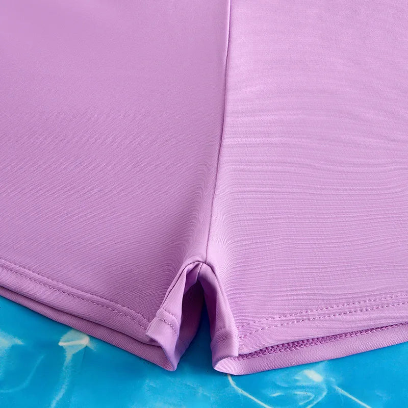 Girls High Waist Bikini Sets Heart Print Crop Tops Kids Swimsuit 8-14 Years Children's Swimwear Teenage Bathing Suit Purple