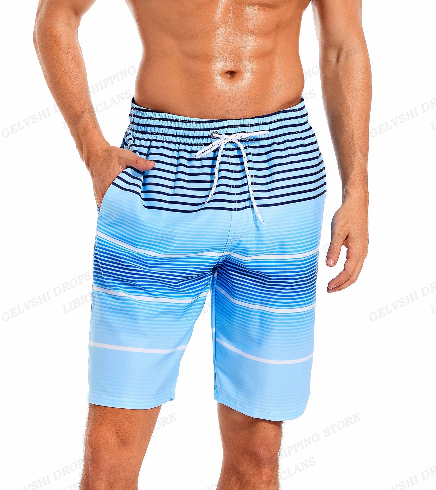 Men's Swimming Shorts Stripe 3d Surfing Board Short Kids Beach Shorts Men Swim Trunks Masculina Sports Fitness Pants Boy Briefs