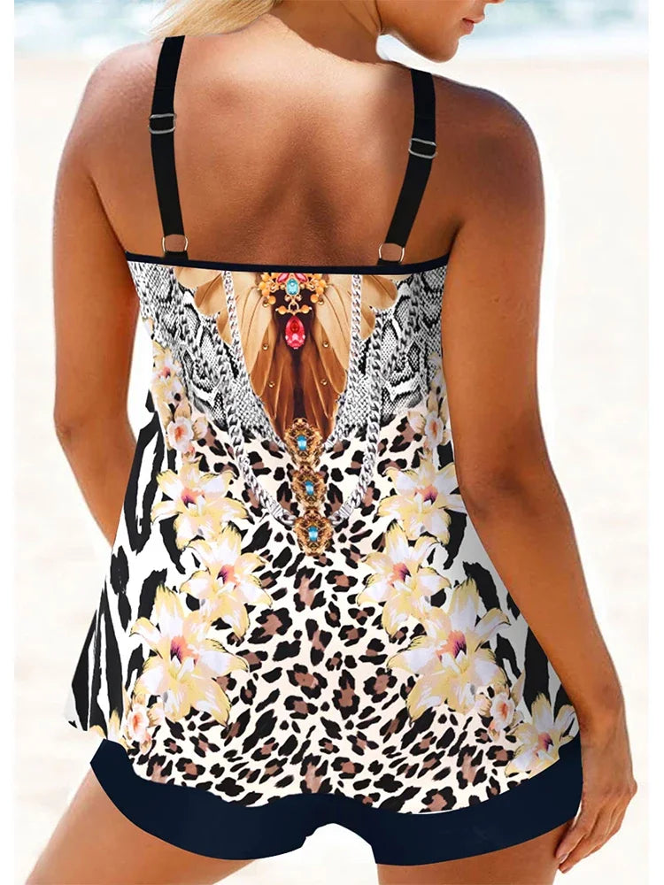 Women's Fashion Casual Ice Block Checkered Print Women's Vacation Swimwear Swimwear Two Piece Bikini Set S-6XL