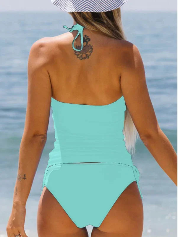 Summer Fashion Casual Vacation Swimsuit Women's Seaside Sunset Dusk Printed Bikini Two Piece Set S-6XL