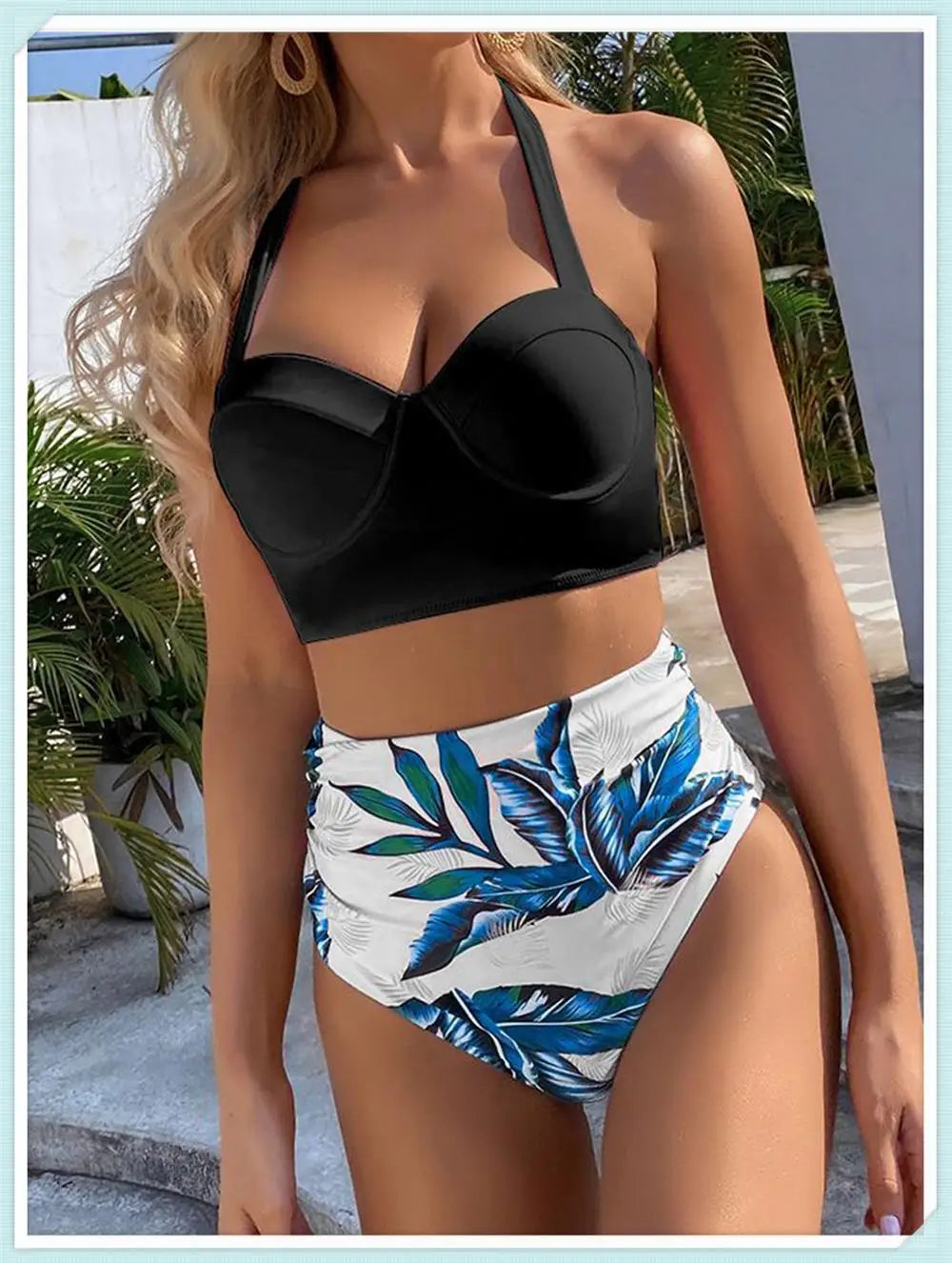 Push Up Swimsuit Women High Waist Bikini Set Butterfly Print Swimwear Female Padded Bathing Suit Swimming Beachwear Summer