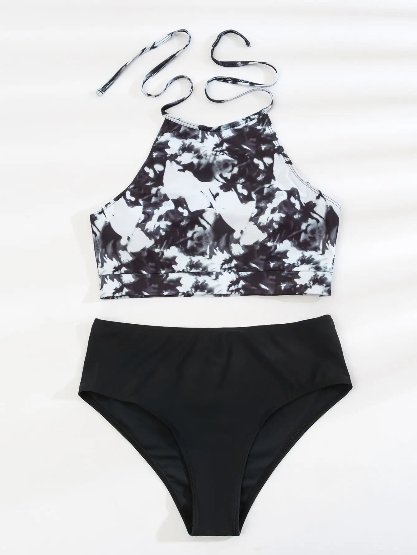 High Waist Bikini Women High Neck Swimsuit Printed Swimwear Female Padded Beachwear Bathers Bathing Swimming Swim Suit