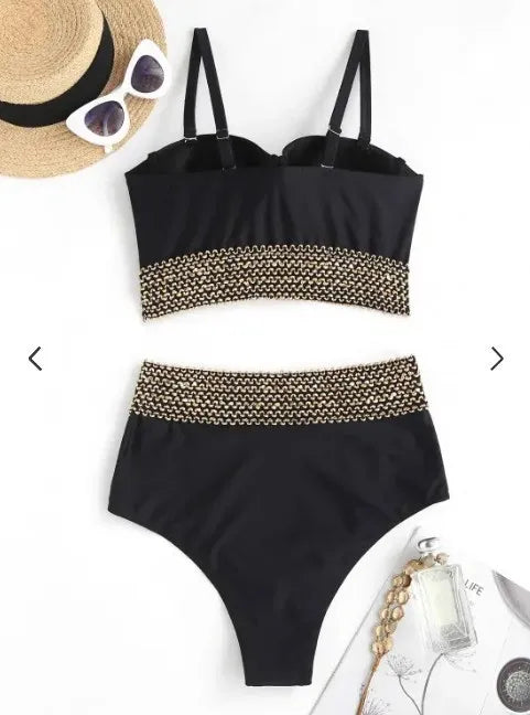 Push Up High Waist Bikini Sets Black Bikini Swimsuit Two Pieces Swimwear Women Bathing Suits Beachwear Bathers