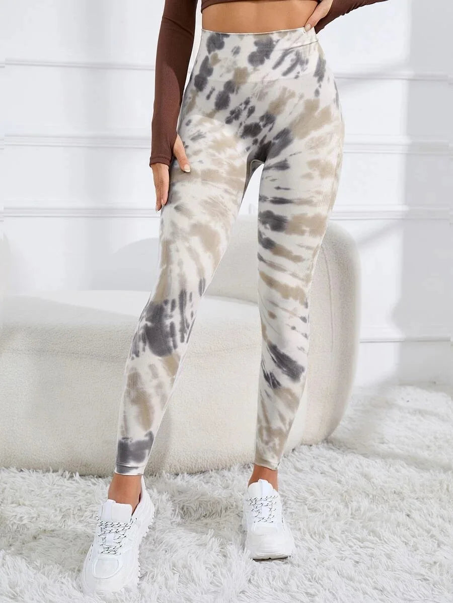 3D Print Tie Dye Sports Pants Women Seamless Leggings High Waist Fitness Push Up Leggings Gym Clothing Workout Tights