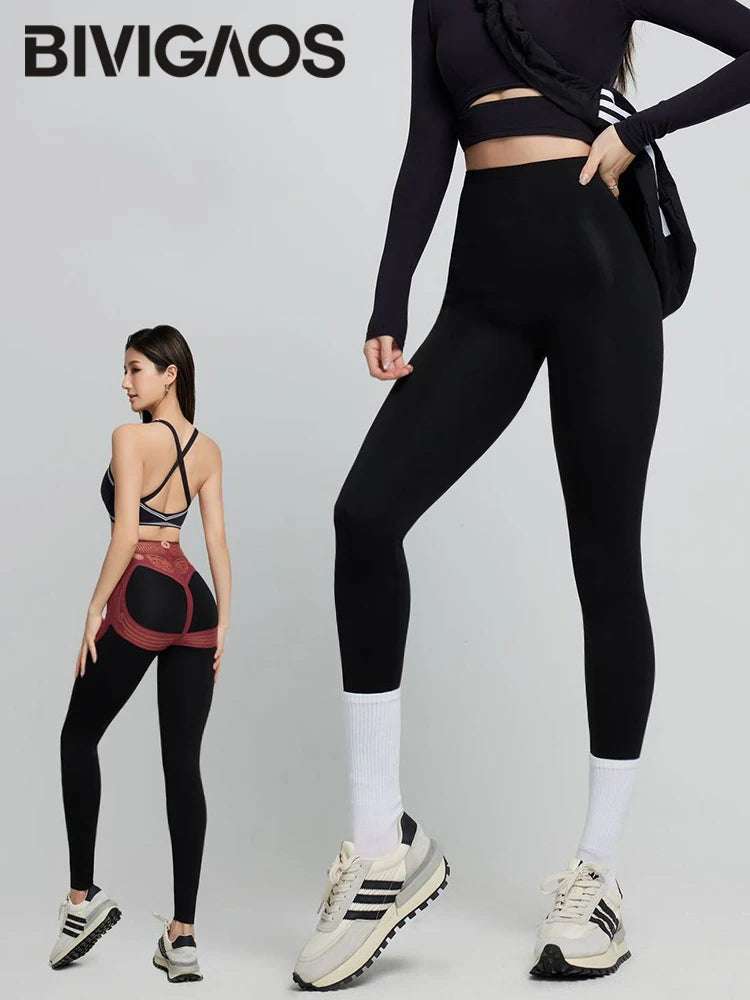 Body Shaping Butt Lifter Sharkskin Leggings Women Micro Pressure Tight Slimming Sports Fitness Leggings