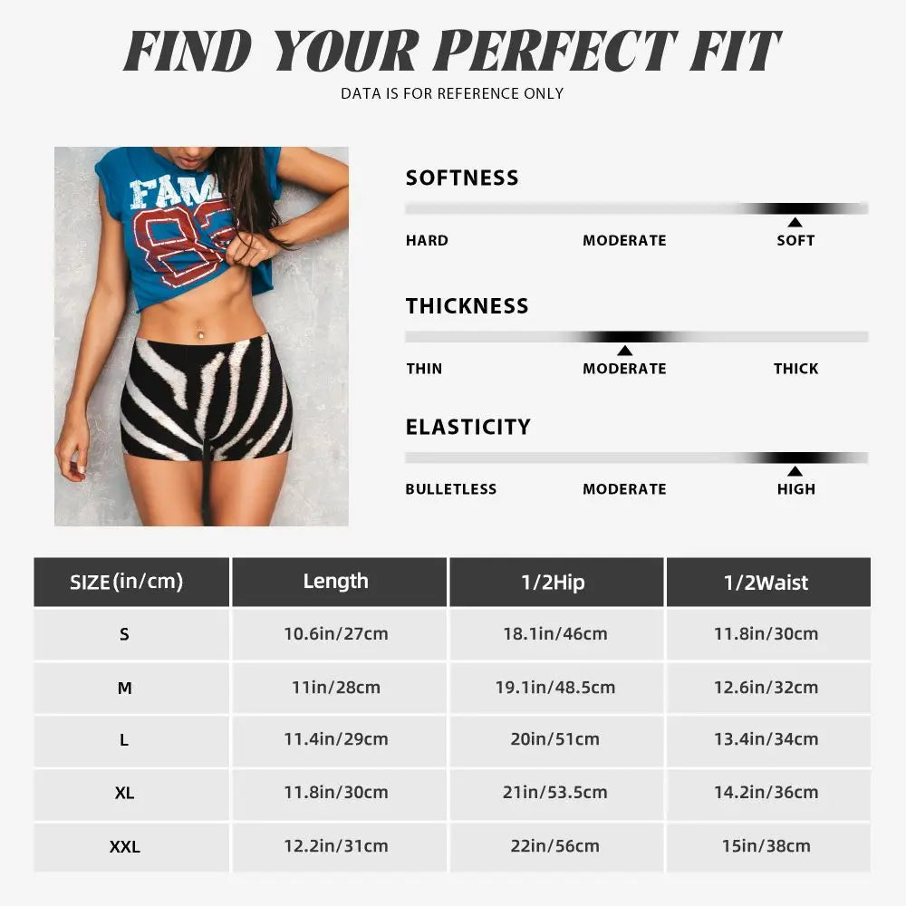 Wild Animal Designs Yoga Shorts Women Black And White Zebra Skin Stripes