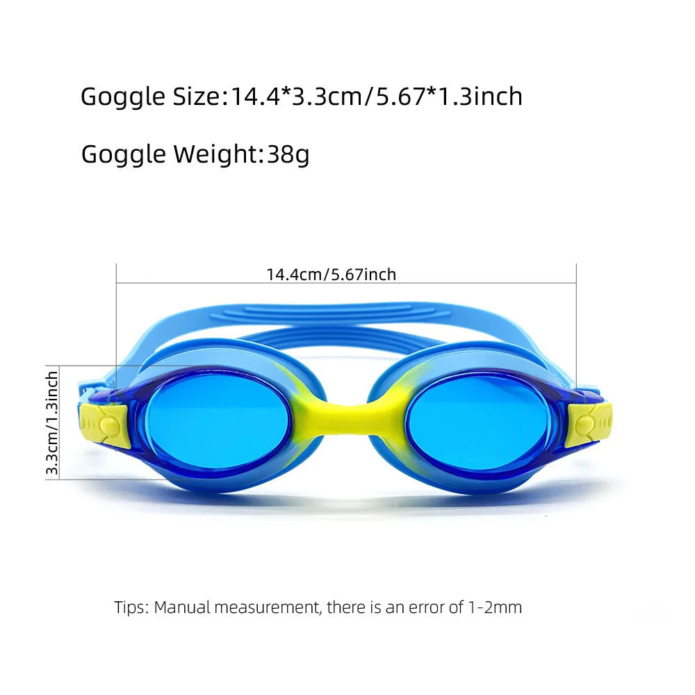 Kids Swim Goggles and Silicone Swim Cap set with Nose Clip Earplugs,Waterproof No Leaking Anti Fog UV Protection for Boys Girls