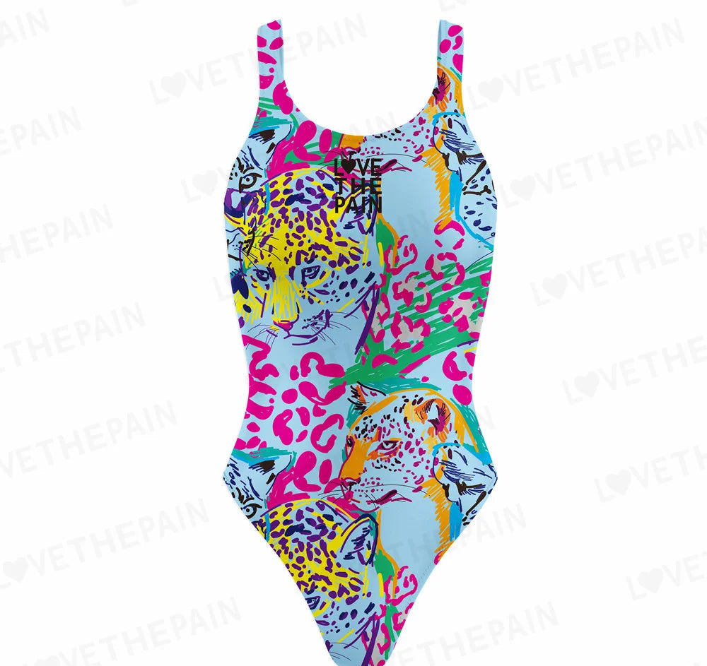 Love The Pain Women's Swimsuit Bodysuit Summer Sport Training Swimwear Backless One Piece Monokini Beach Bathing Suit