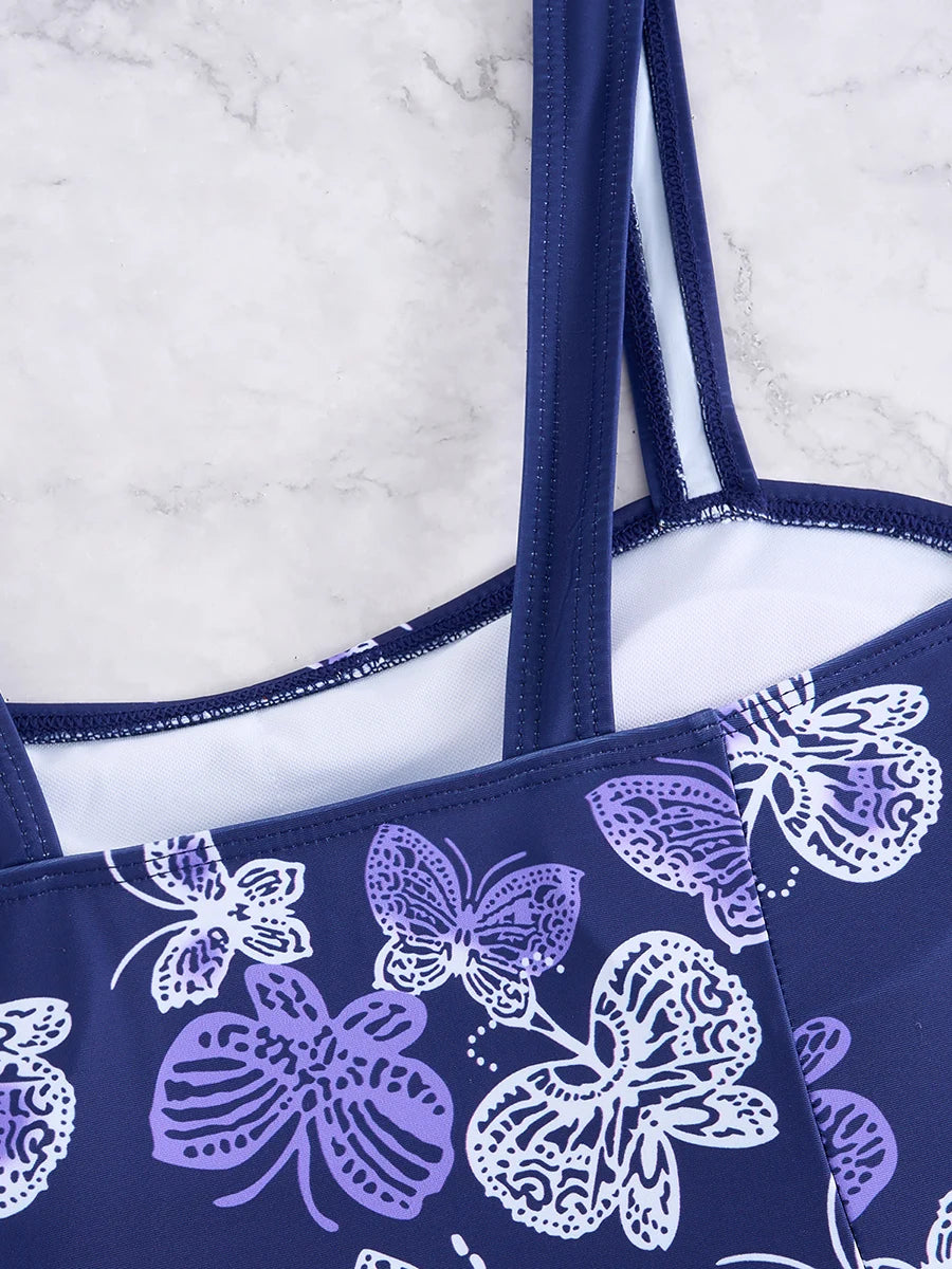 Tankini Beach Dress Two Pieces Swimsuit Women Printed Swimwear Female Bathers Bathing Swimming Swim Suit Summer Beachwear