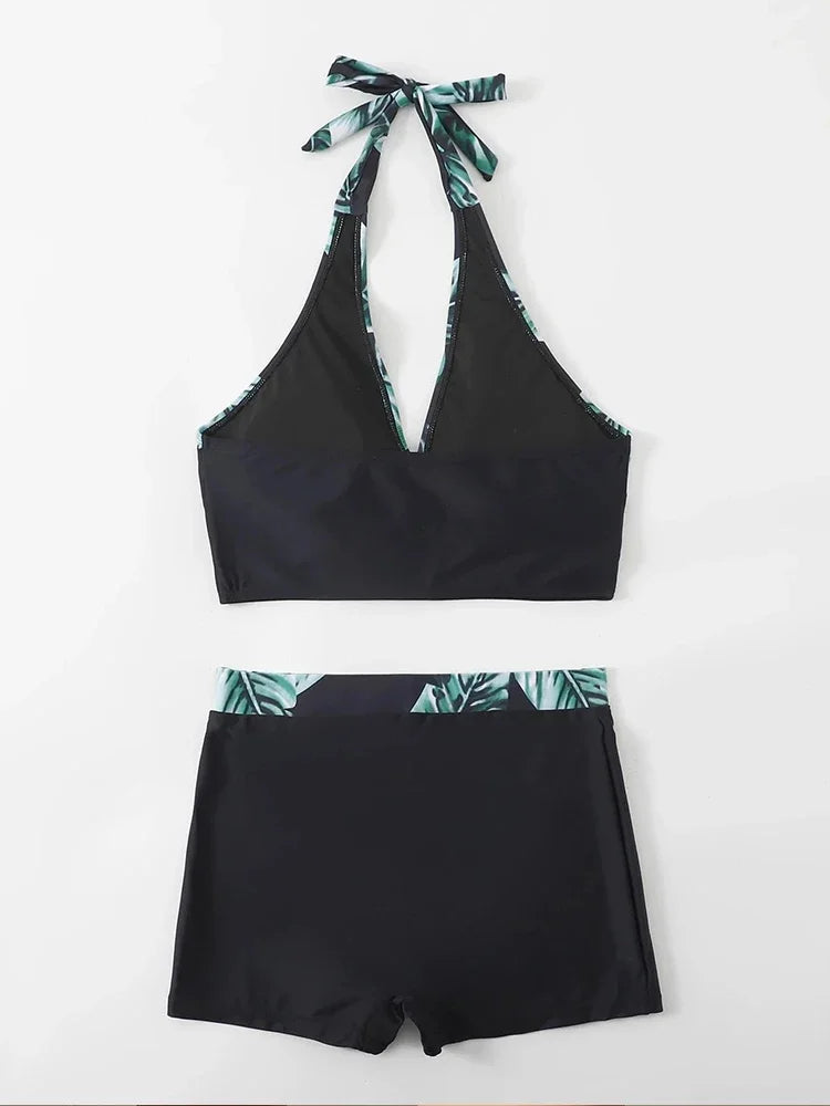 Push Up Bikinis Set Swimwear Women Leaf Print Swimsuit Summer Beach Wear Tankini Bathing Suit