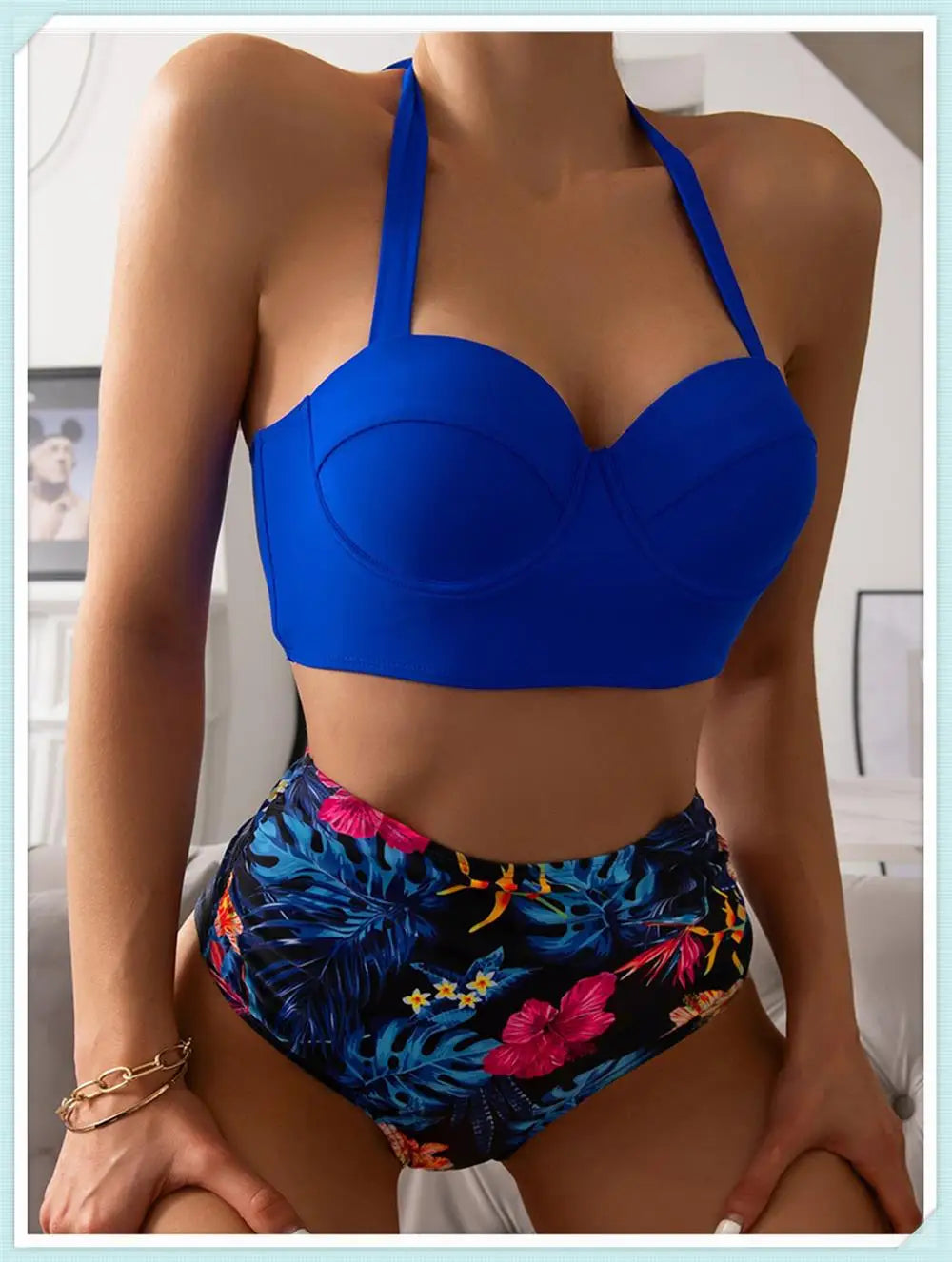 Push Up Swimsuit Women High Waist Bikini Set Butterfly Print Swimwear Female Padded Bathing Suit Swimming Beachwear Summer