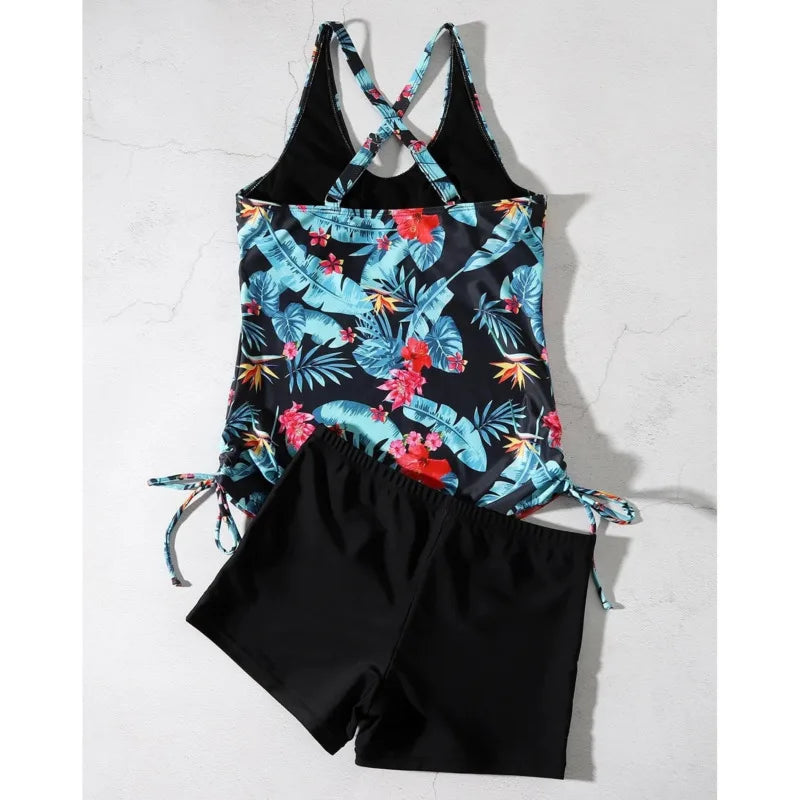 Summer Floral Swimsuits Tankini Sets Female Swimwear Sports Beach Wear Two-Piece Bathing Suits Pool Women's Swimming Suit