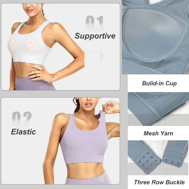 PofyBofy Bounce Control Running Crop Bra Shockproof Yoga Crop Top Running Crops Build-in Sports Crops Gym Bras Fitness Active