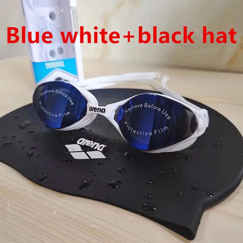 ARENA professional waterproof and anti fog high-definition adult swimming goggles silicone swim cap