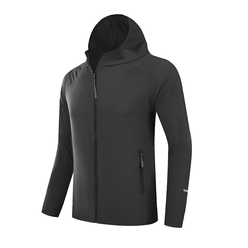 Bright Running Jacket Reflective Summer Quick Dry Gym Coat Hooded Jogging Sun Protection Fishing Outdoor Hiking Breathable Thin Jackets