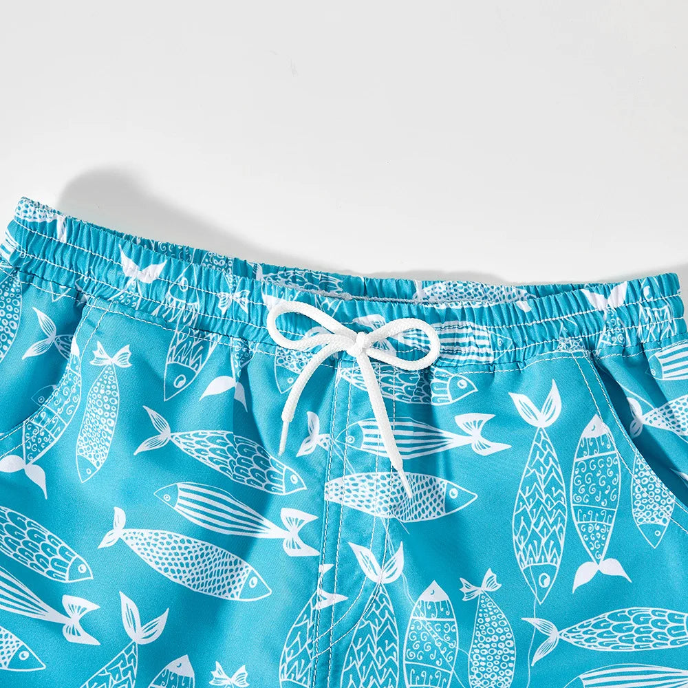 5-14Years Boys Cartoon Swimming Trunks Teen Boys Soft Beach Pants Holiday College Children's Beach Shorts