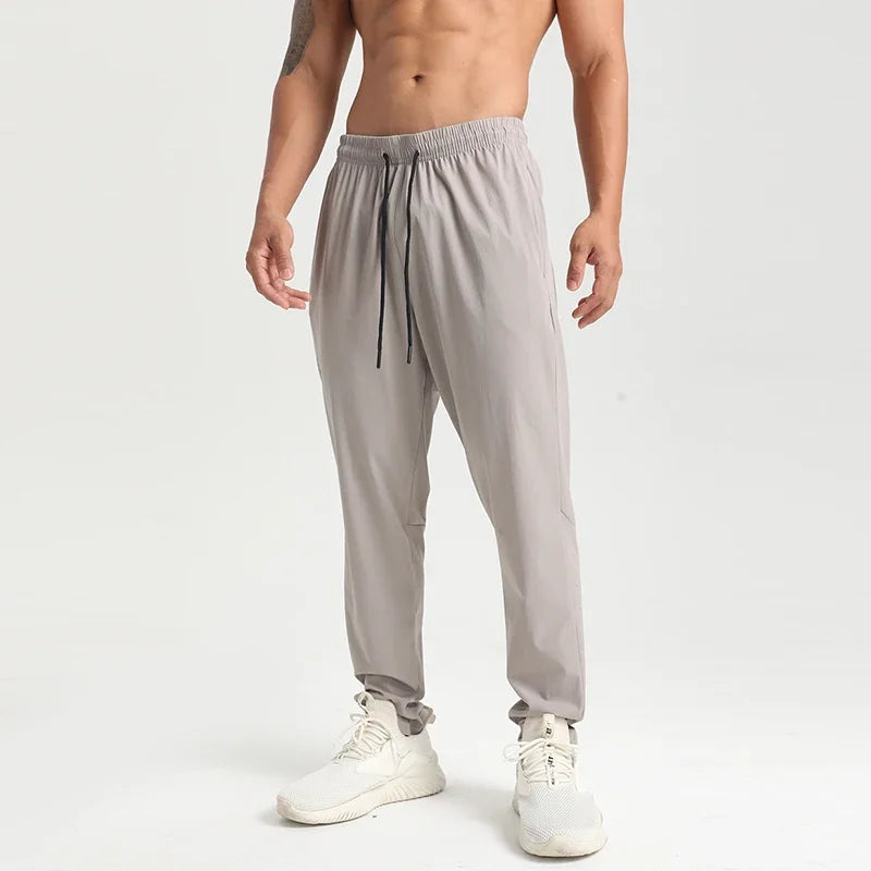 Men Gym Jogging Sport Pants Thin Loose Quick-Dry Long Exercise Clothing Zipper Pockets Training Bodybuilding Trouser Marathon