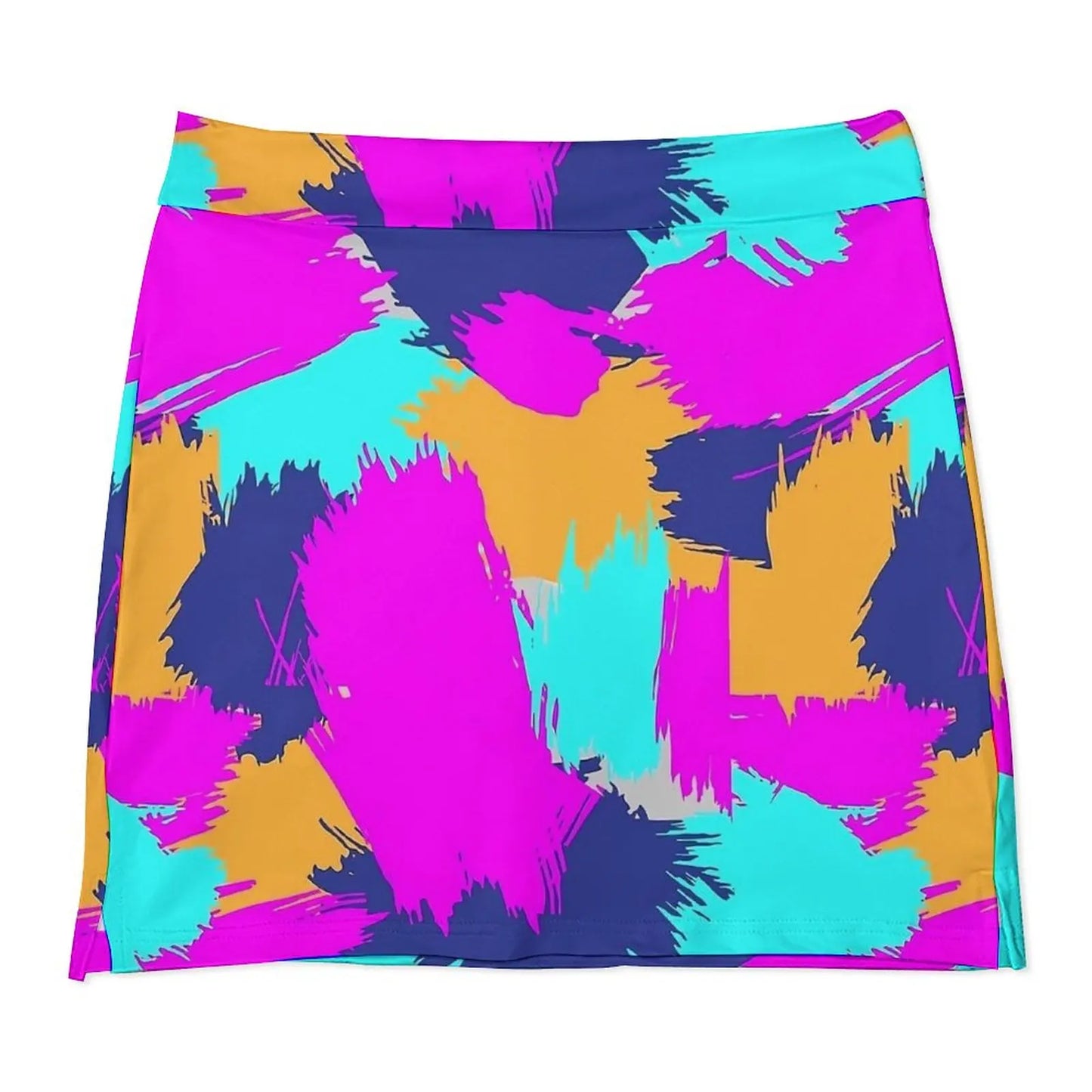 80s Color Block Print Skirt Kawaii Mini Skirts Summer High Waist Graphic Street Style Casual Skirt Big Size 3XL 4XL