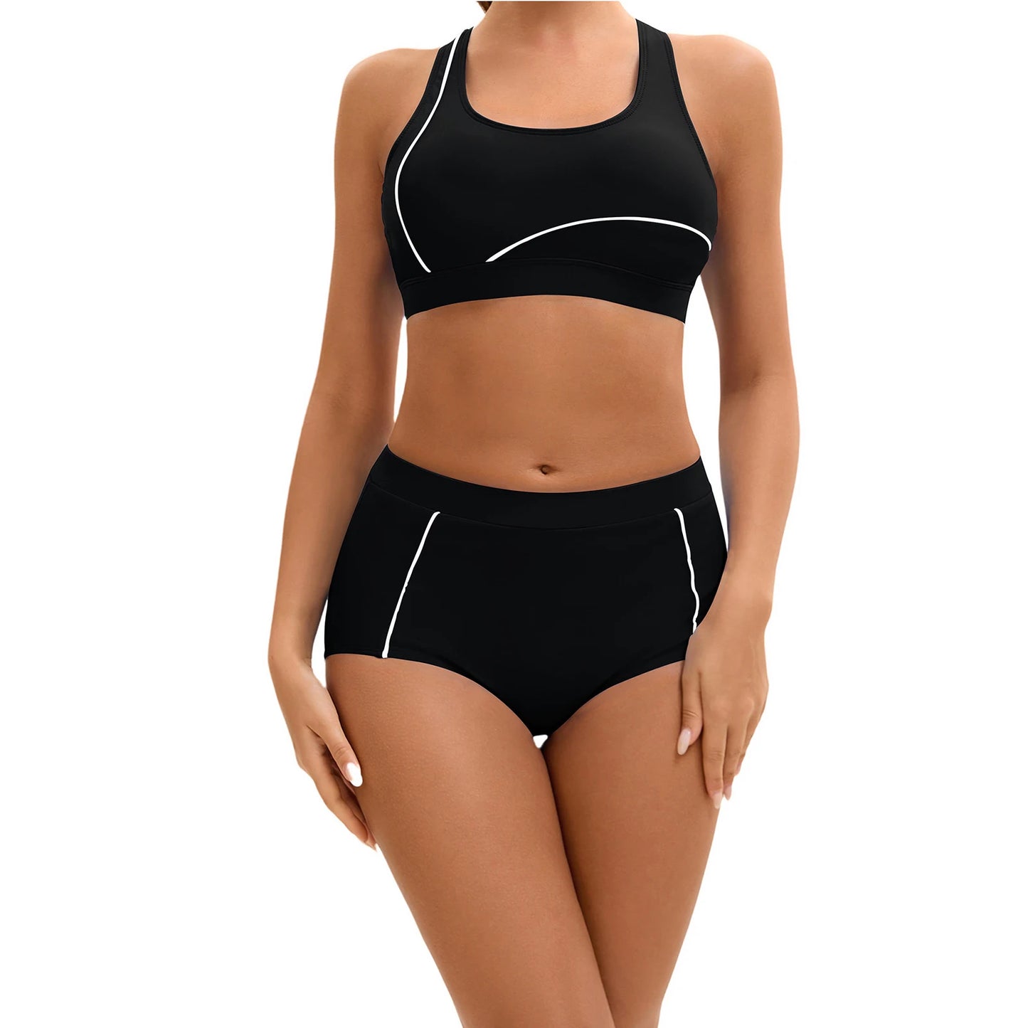 Womens Swim Sets Athletic Swimsuit Chest Pads Tank Top Swim Tops and Bottoms Suit Sport Swimwear Outfits Rash Guard Bathing Suit