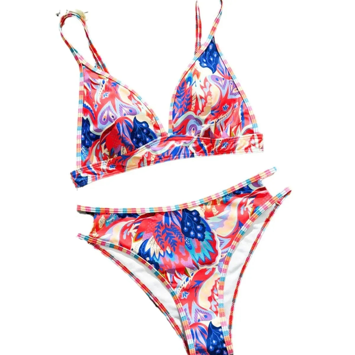 Women's Open-Back Binding Printed Bikini Swimwear Arrival From Europe And America Fashionable Beachwear