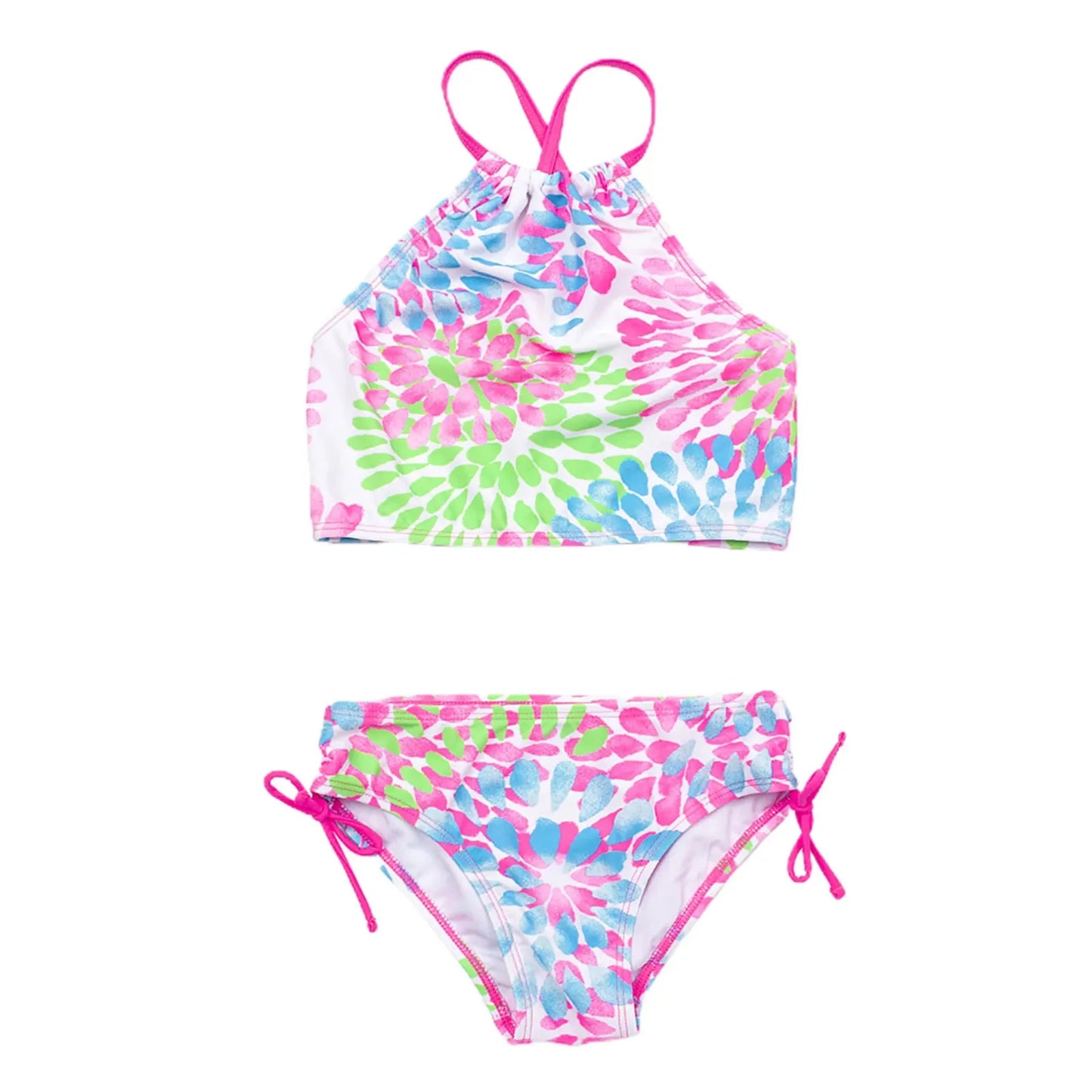 Girl Swimwear Split Water Drop Print Drawstring Bikini Bottoms Suit 3-14 Years Old Swimsuit Kids Girl