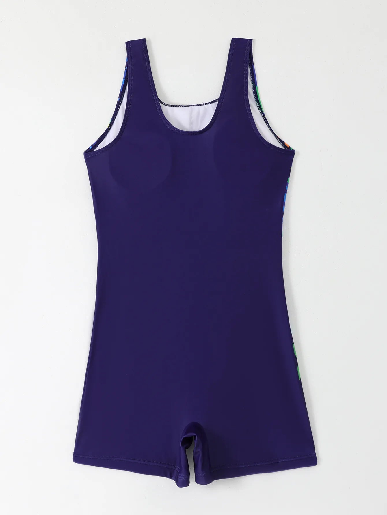 Women One-piece Sports Swimwear Sport Swimsuit Blue Print Athletic Boyleg Swimwear Open Back Beach Wear Fitness Bathing Suits