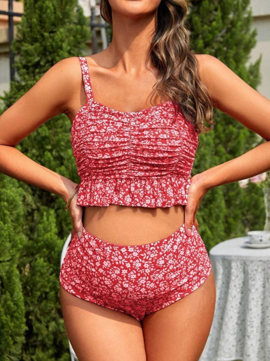 High Waist Bikini Ruffle Pregnant Swimsuit Women Two Pieces Swimwear Female Bathers Bathing Swimming Swim Suit Beachwear