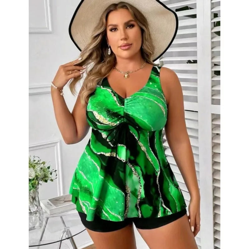 L-5XL Plus Size High Waist Bikini Women's Push Up Large Size 3XL 4XL Swimsuit Summer Tummy Control Swimwear Tankini Sets