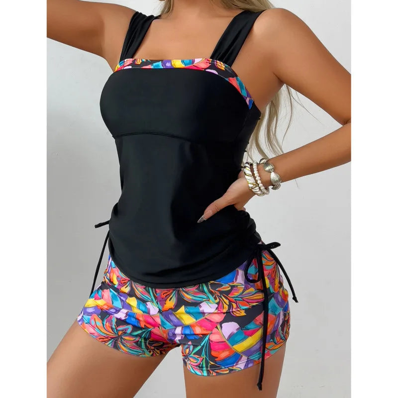 Summer Swimsuits Tankini Set with Shorts Female Swimwear Push Up For Beach Swimming Wear Two-Piece Bathing Suits Pool Women's Swimming Suit