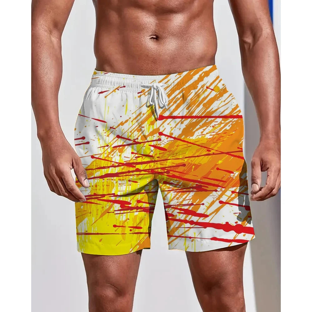 Summer Seasons Rendering Shorts Graffiti 3D Printing Men's Beach Pants Swimming Comfortable Quick Drying Fashion Youth Loose Men