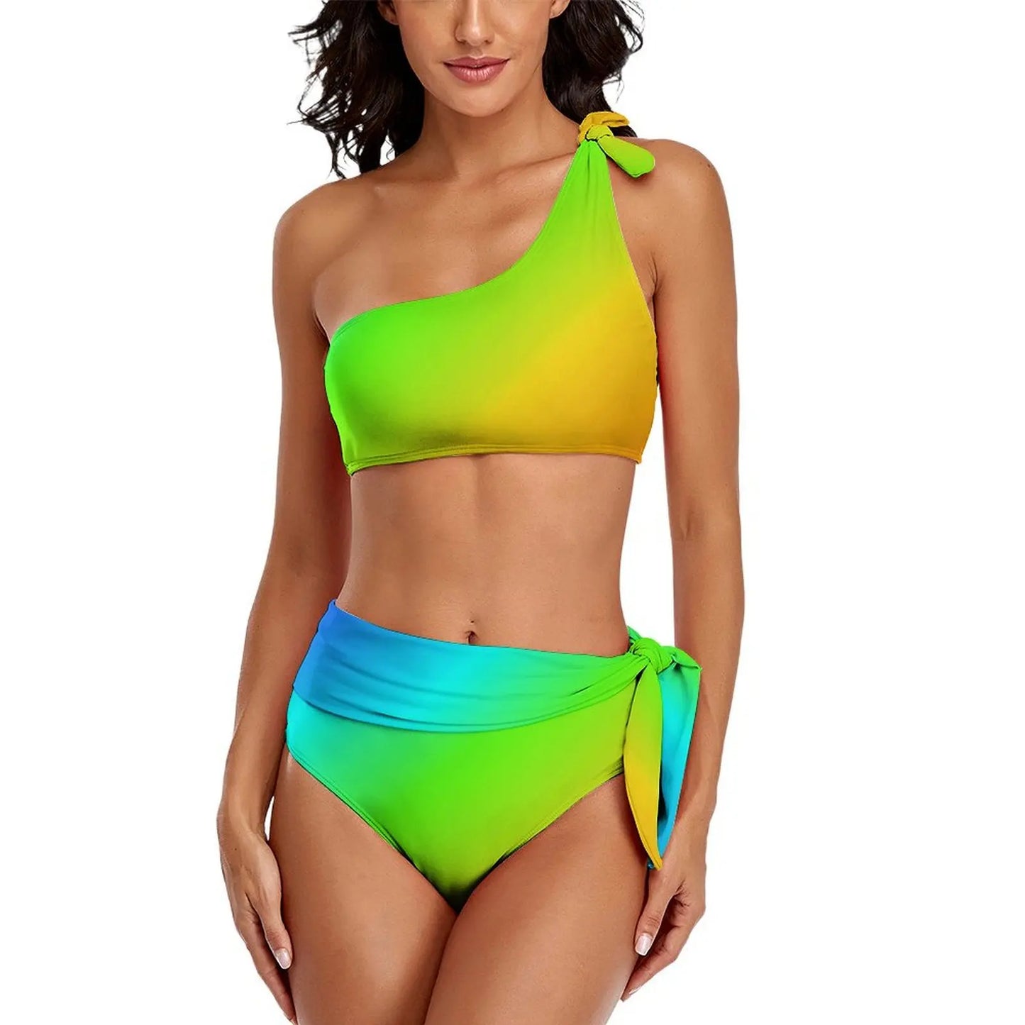 Retro Rainbow Bikinis Set Psychedelic Swirls Bikini Swimsuit High Waist Stylish Swimwear Beach 2 Pieces Feminine Bikinis
