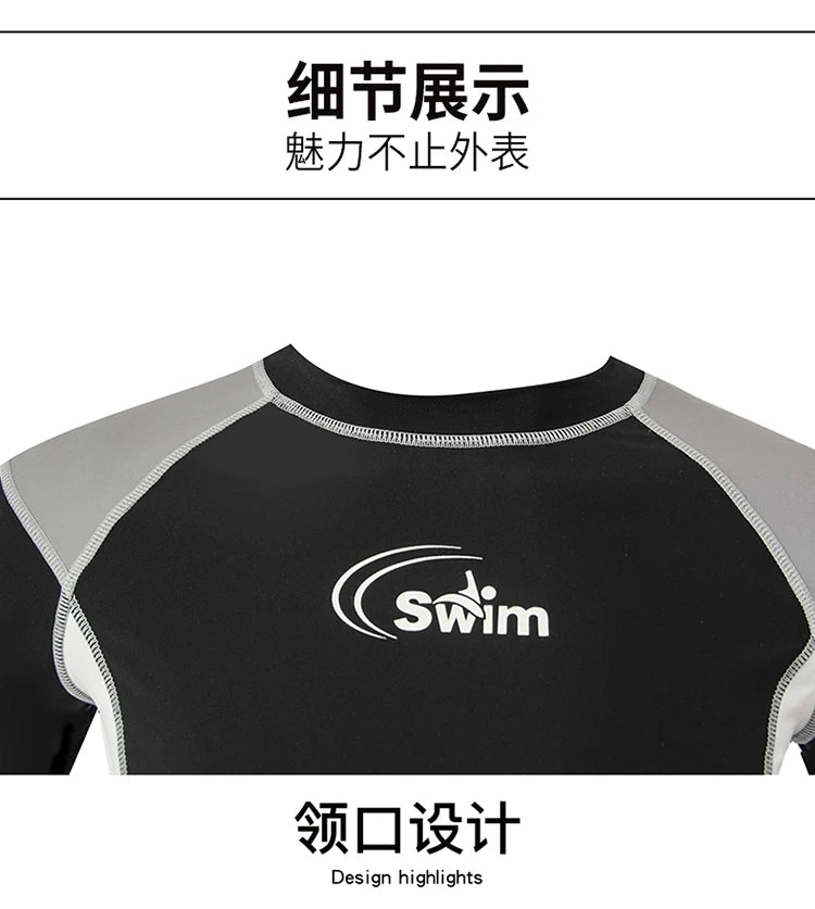 Boy Swimwear Short Shirt Two Piece Short Sleeve Solid Patchwork Teenager Children Kids Swimming Beach Wear 2024 9-16 years