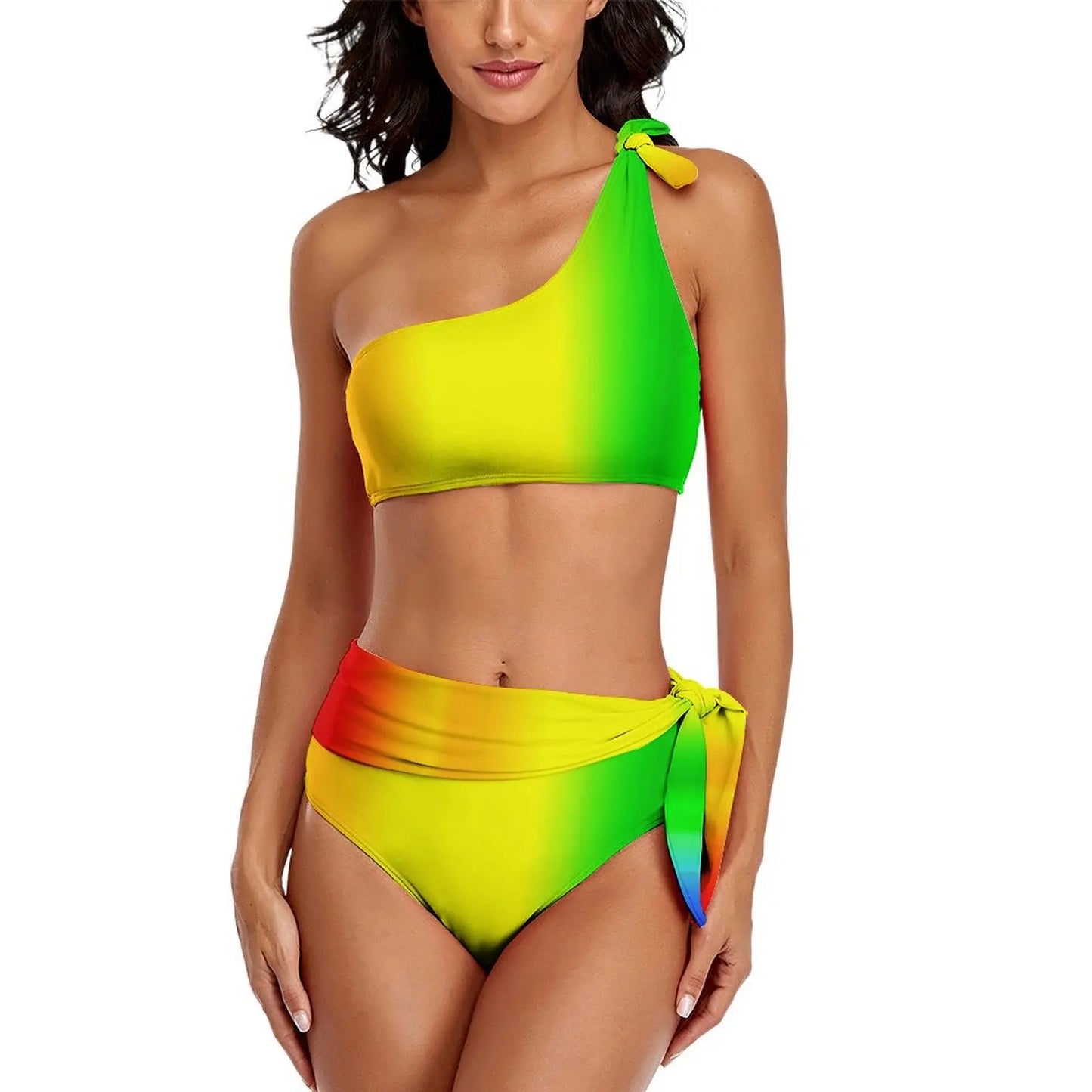 Retro Rainbow Bikinis Set Psychedelic Swirls Bikini Swimsuit High Waist Stylish Swimwear Beach 2 Pieces Feminine Bikinis