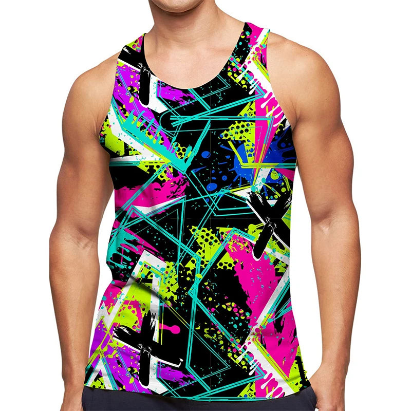 3D Universe Starry Printed Tank Top Gym Clothing Men Summer Streetwear Basketball Vest Quick Drying Sleeveless T-Shirt y2k Tops