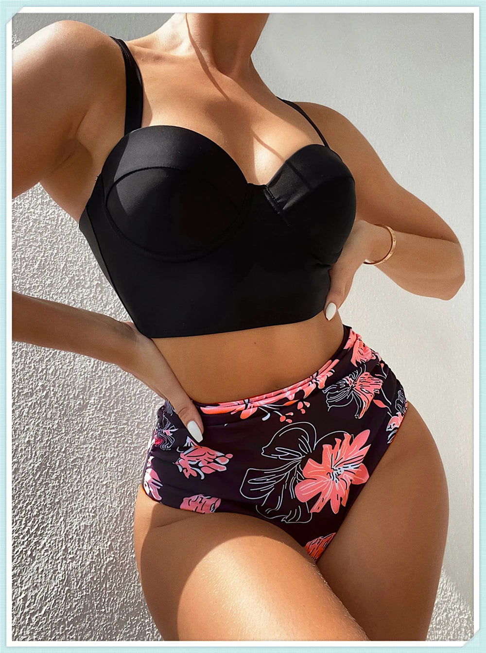 Push Up Swimsuit Women High Waist Bikini Set Butterfly Print Swimwear Female Padded Bathing Suit Swimming Beachwear Summer