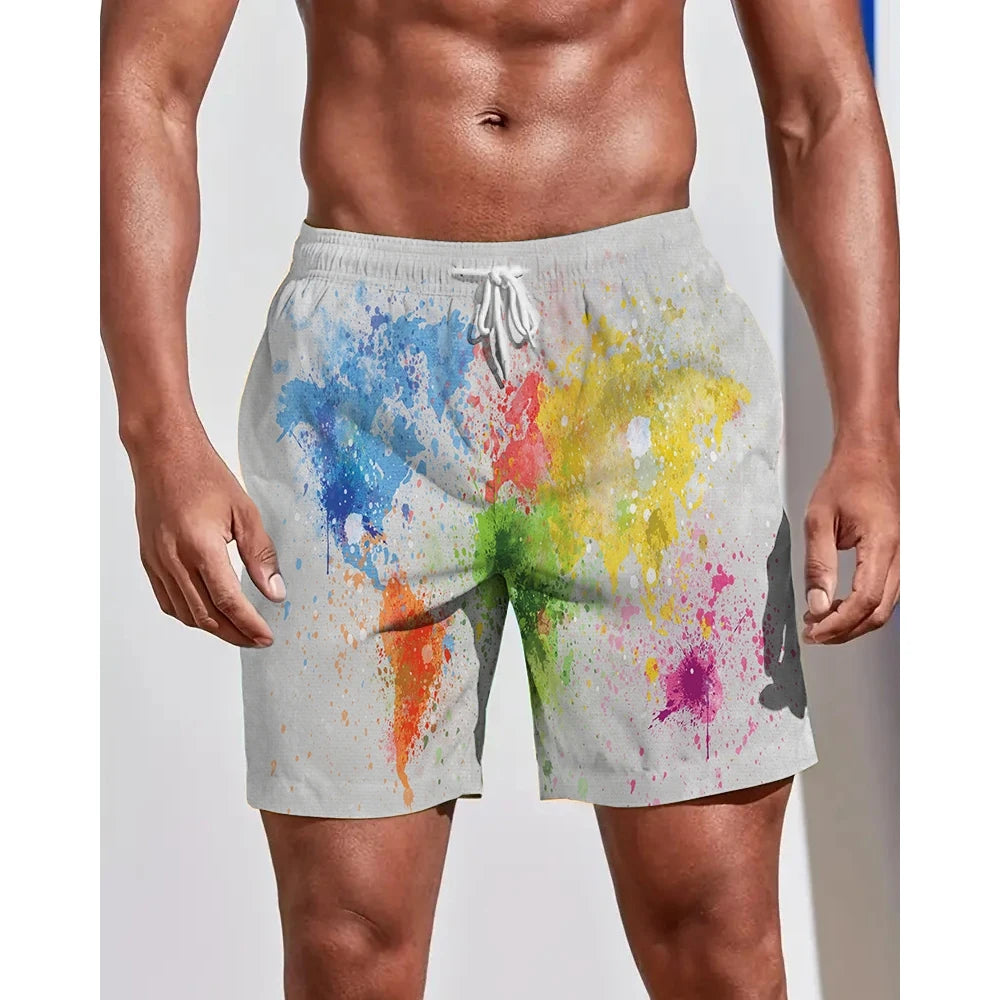 Summer Seasons Rendering Shorts Graffiti 3D Printing Men's Beach Pants Swimming Comfortable Quick Drying Fashion Youth Loose Men