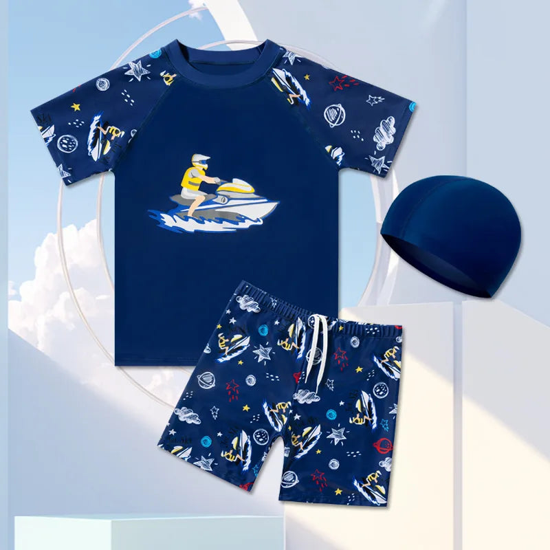 Children's Swimsuits, Men's Primary, Middle, Big Children, Boys, Students' Swimsuits, Baby Split Swimsuits, Swimming Caps