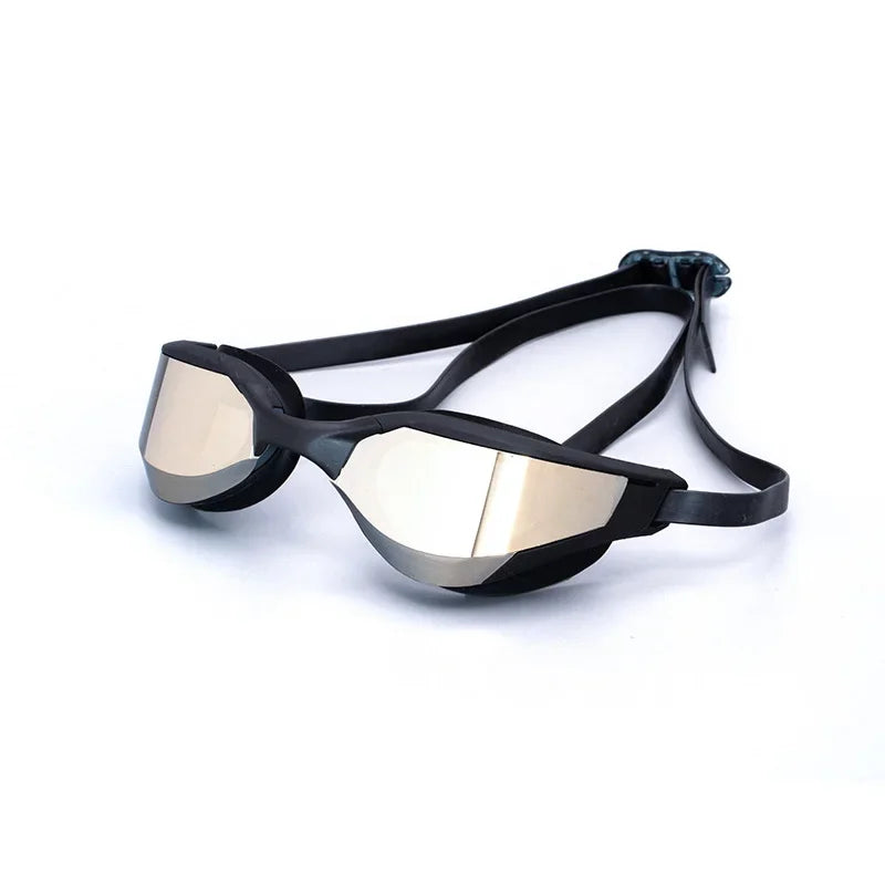 Professional Adult Swim Goggles Waterproof Fog-proof Racing Goggles Men Women Cool Silver Plated Swimming Equip
