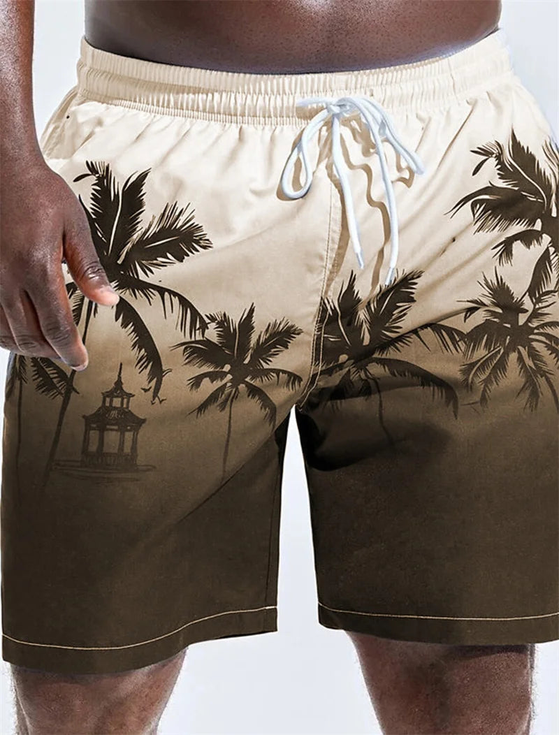 Men's Beach Shorts Fun 3D Striped Print Swim Trunks Fashion Summer Loose Casual Pants Boy Girl Unisex Gym Board Shorts