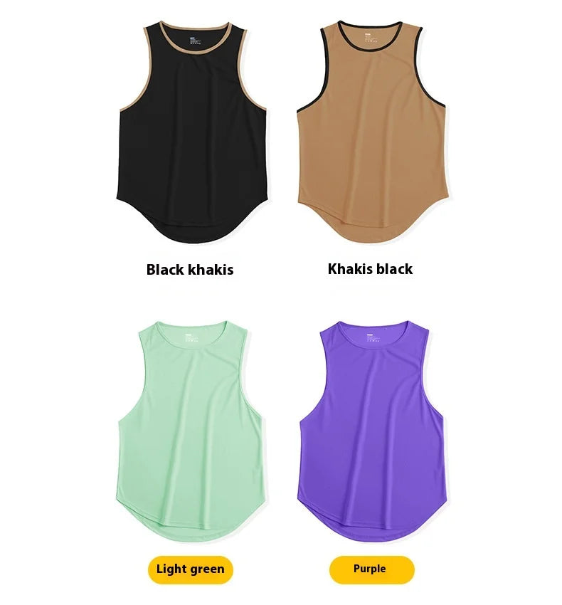 Men's Quick-Drying Sport T-shirt for Fitness and Marathon Workout Sleeveless Basketball Vest Loose Running Tank Top