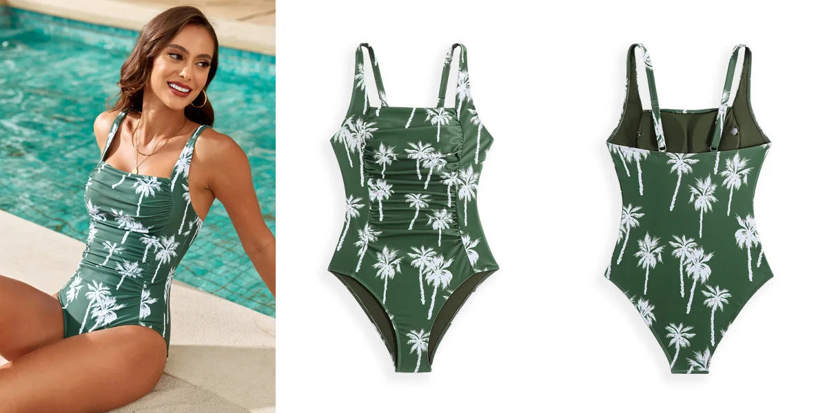 Floral One Piece Swimsuits Closed Women's Swimwear Push Up For Swimming Wear Body Bathing Suits Beachwear Pool Bather