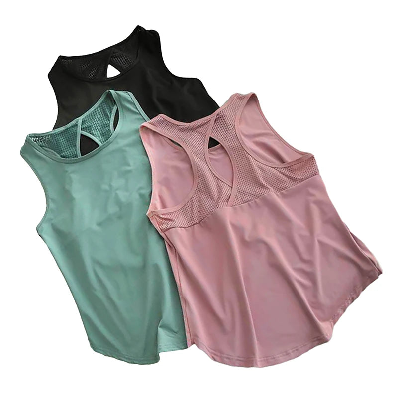 Yoga Clothing Women Sports Tops Hoodie Loose Sleeveless Running Training Quick Dry T-Shirt Outside Fitness Tank Tops
