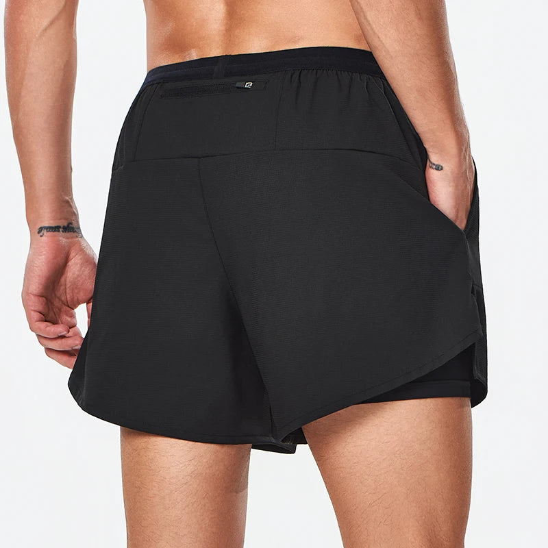 4XL Men Running Double-Layer Shorts Gym Sports 2 In 1 Quick Dry Workout Training Fitness Jogging Short Pants Bodybuilding