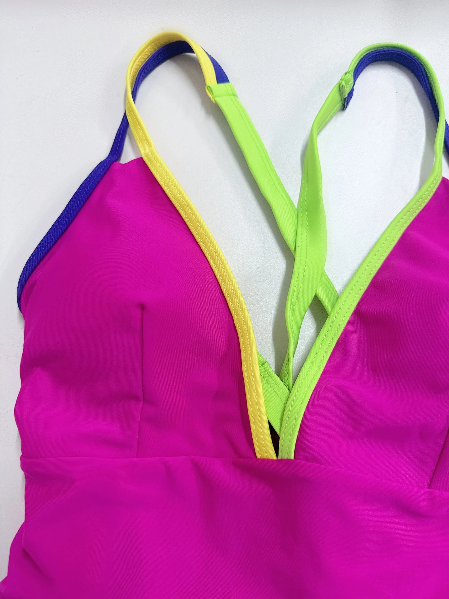 V-neck Strappy Swimsuit Women One Piece Solid Back Cross Swimwear Female Bathers Bathing Swimming Swim Suit Beachwear XXL