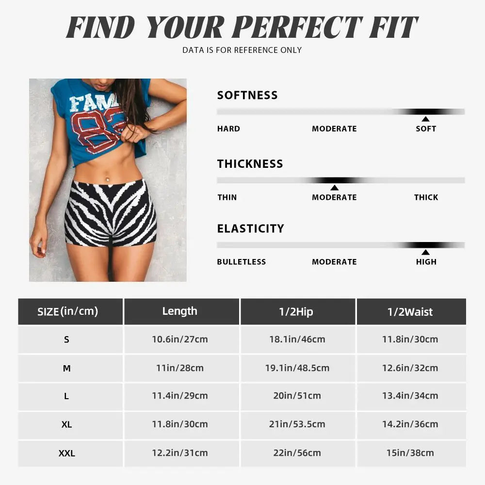 Wild Animal Designs Yoga Shorts Women Black And White Zebra Skin Stripes