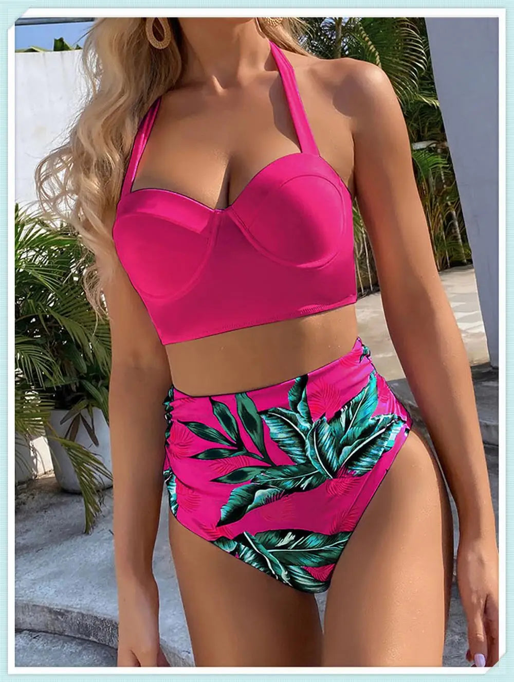 Push Up Swimsuit Women High Waist Bikini Set Butterfly Print Swimwear Female Padded Bathing Suit Swimming Beachwear Summer