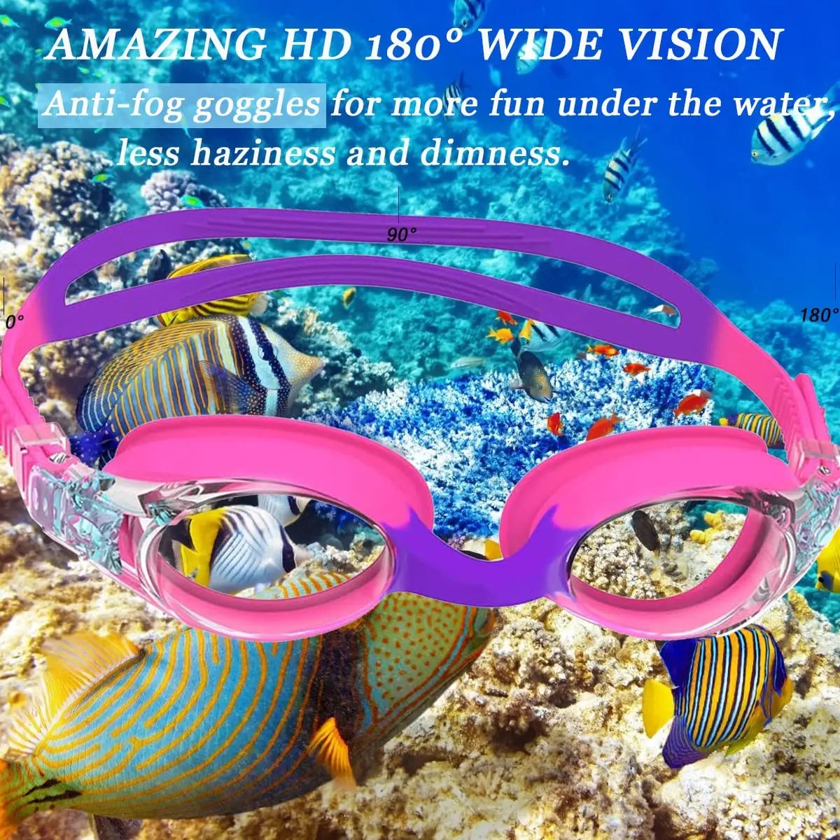 Kids Swim Goggles and Silicone Swim Cap set with Nose Clip Earplugs,Waterproof No Leaking Anti Fog UV Protection for Boys Girls