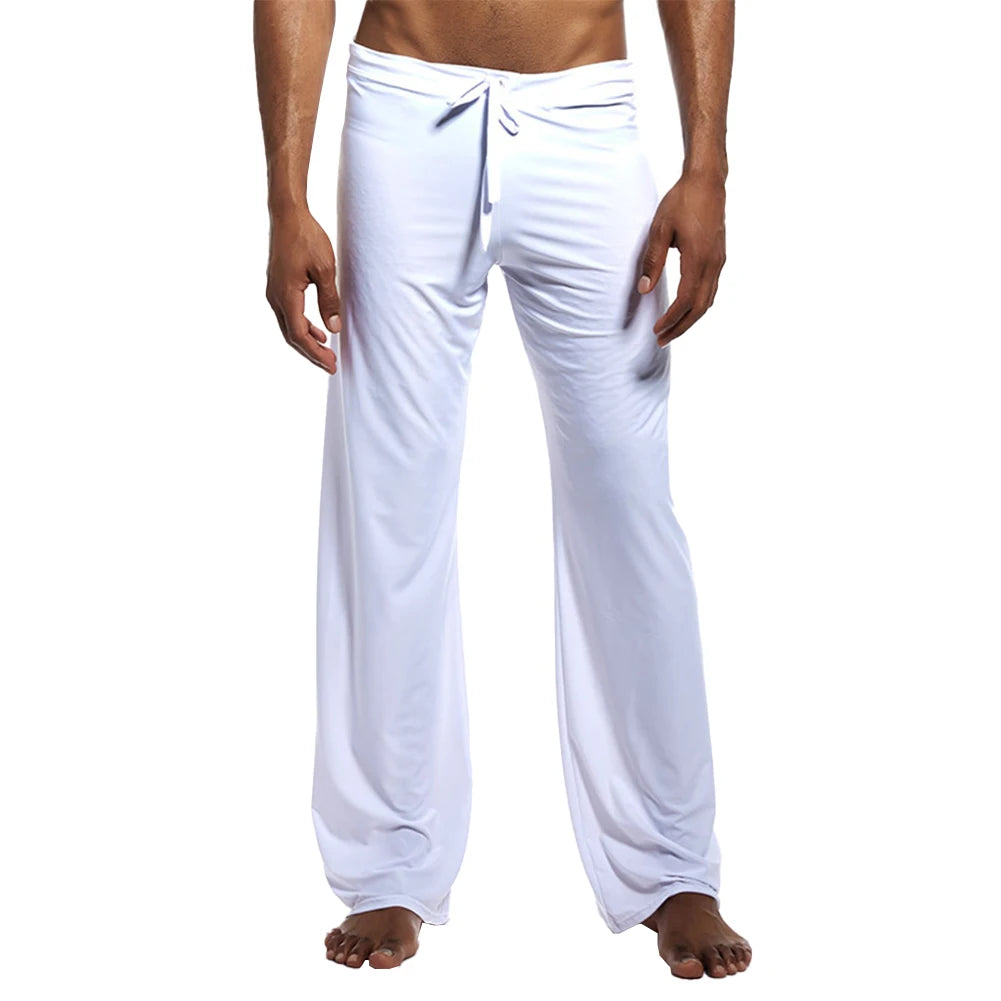 Casual Men's Yoga Drawstring Elastic Pants Sports Gym Active Wide Leg Solid Color Baggy Sweatpants Jogger Pant Trousers Clothing